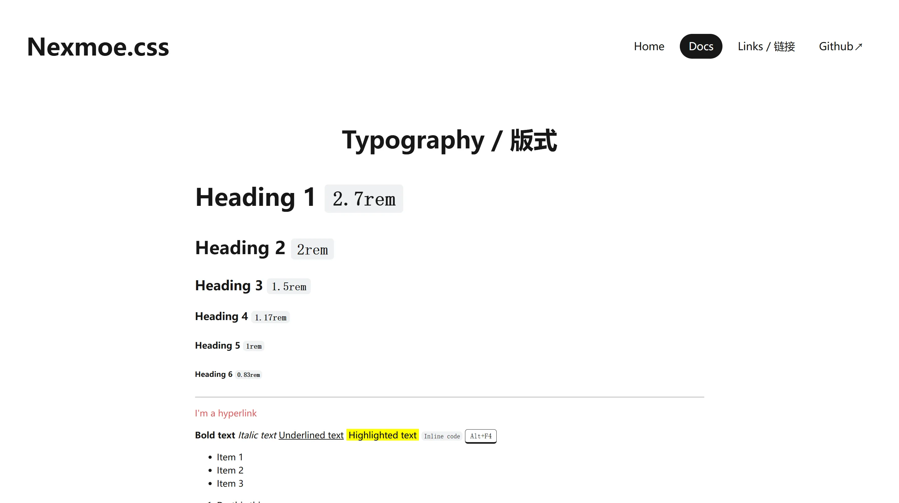 Nexmoe.css Typography Example