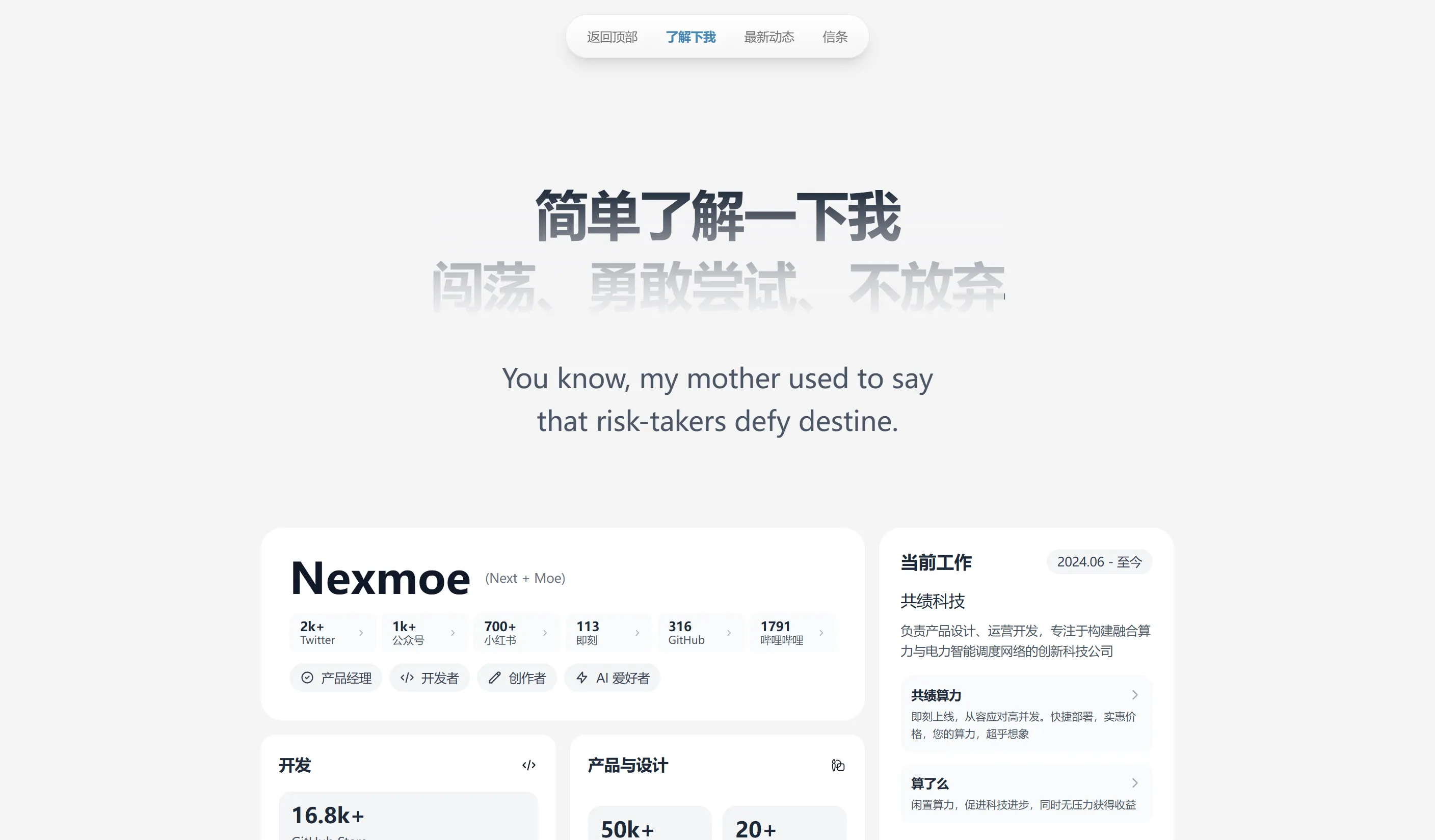 Personal Profile and Career Showcase Page