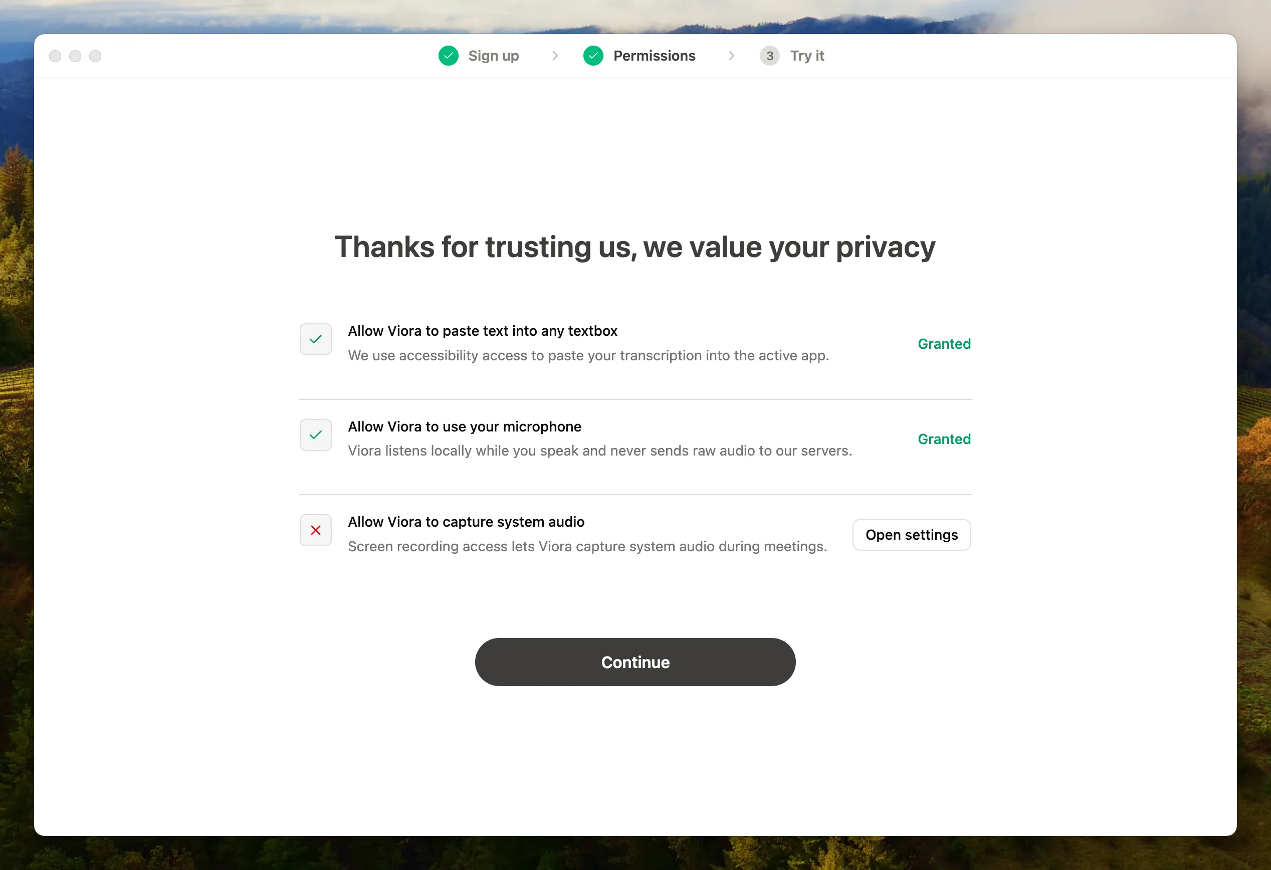 Viora Permissions Interface